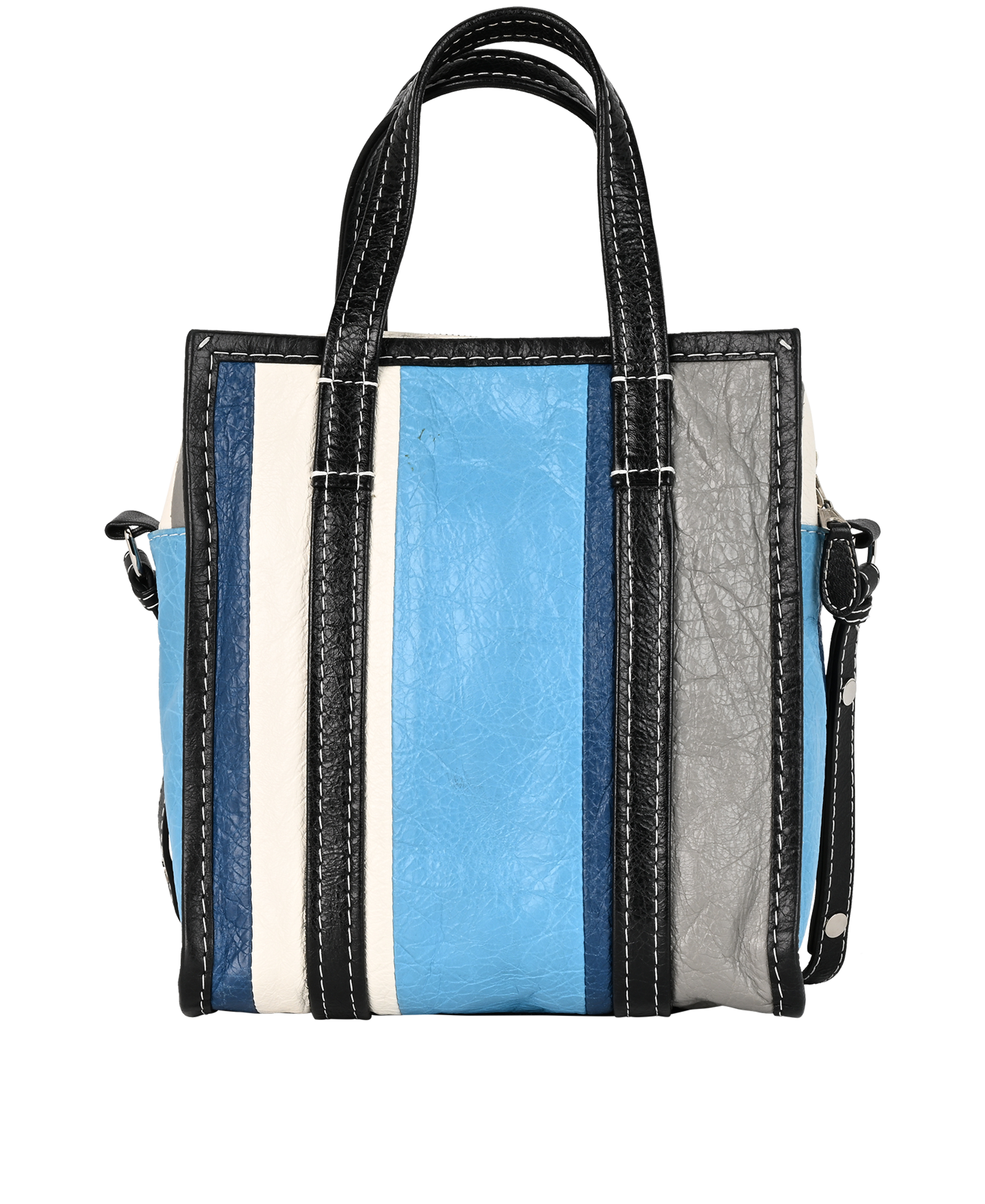 XXS Bazar Shopper, &pound;295, Handbags, Blue/Grey, Leather, Back view